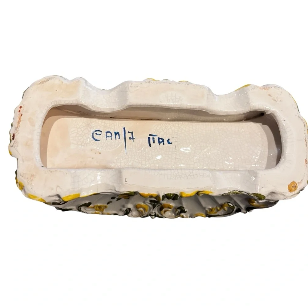 Italian Rococo Style Letter or Napkin Holder Yellow Floral